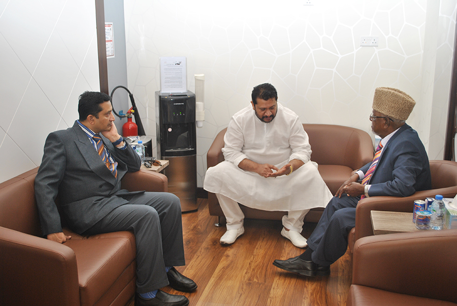 (Left to Right) Mr. Asif MA with Mr. Al Haj N. Jamaluddin and Dr. Saleem Jamaluddin – Director - Chairman - Crescent English School, Dubai